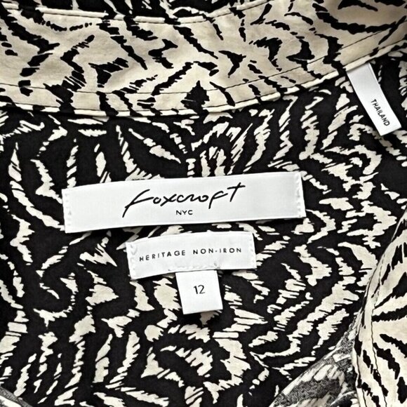 Foxcroft Ava Zebra Print Non Iron Heritage Women's Button Front Shirt SZ 12 - Picture 8 of 10